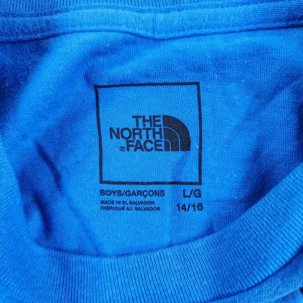 The North Face Shirt Boys Large Hero Blue Long‎ Sleeve Half Dome Graphic Tee NWT